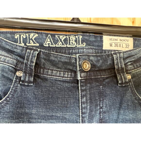 TK Axel Slim Boot Jeans Men’s 36x32 Bushnell Dark Wash Stretch Denim Western - Picture 4 of 8